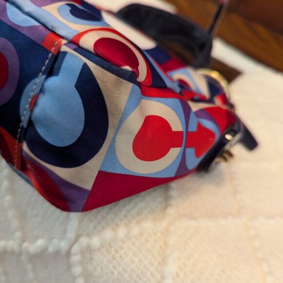 Coach Madison Scarf Satin Graphic Op Art Resort Mini Handbag J0882-42177 - Picture 7 of 16